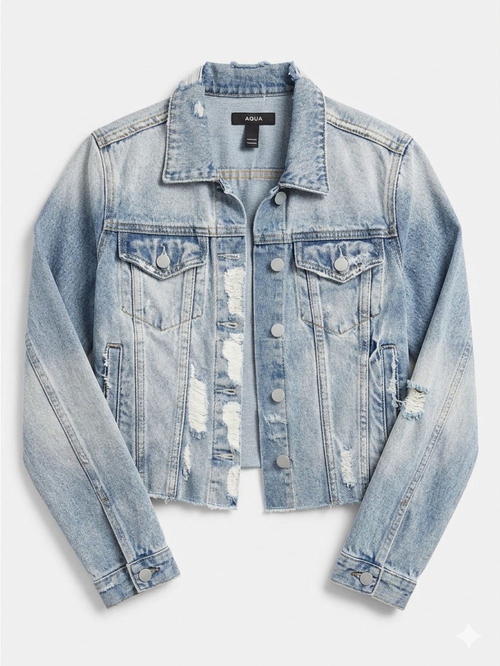 Aqua Light Wash Distressed Denim Jacket - 80% OFF MSRP!!!